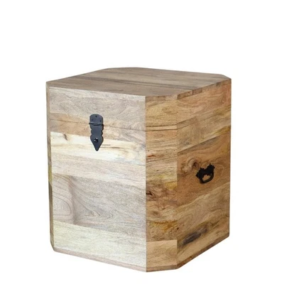 Truhe BAKAR Kiste Sitzbank Holztruhe voll massiv Mangoholz Antik Vintage Design - Bild 1 von 4