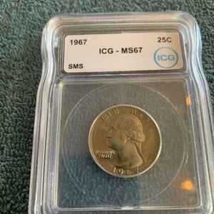 1967 Jefferson Quarter - MS 67 ICG SMS starting to tone  - Picture 1 of 7