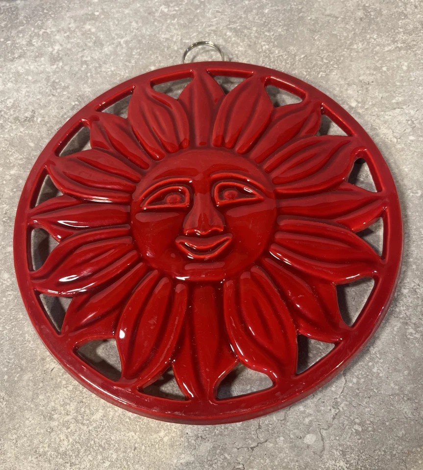 Antiguo Remache Dutch International Sun 8.5" Redondo Esmaltado Hierro Fundido ROJO Foto 1 de 4