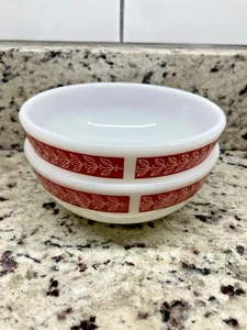 Cuencos de sopa/cereal vintage Pyrex doble resistente rojo hoja de laurel real-(2) - Imagen 1 de 4