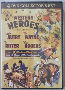 Western Heroes 4 DVD Set 16 Films 1935-49 (B&W) Autry Wayne Ritter Rogers SEALED - Imagen 1 de 2