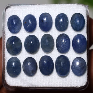 15 piezas piedras preciosas de alta calidad cabujón ovalado de zafiro azul natural sin tratar 7 mm-8 mm - Imagen 1 de 11