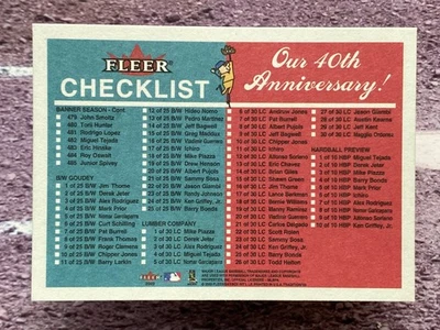 2003 Fleer Tradition Checklist 479-485 ans Inserts Barry Bonds Lower Middle - Image 1 of 2