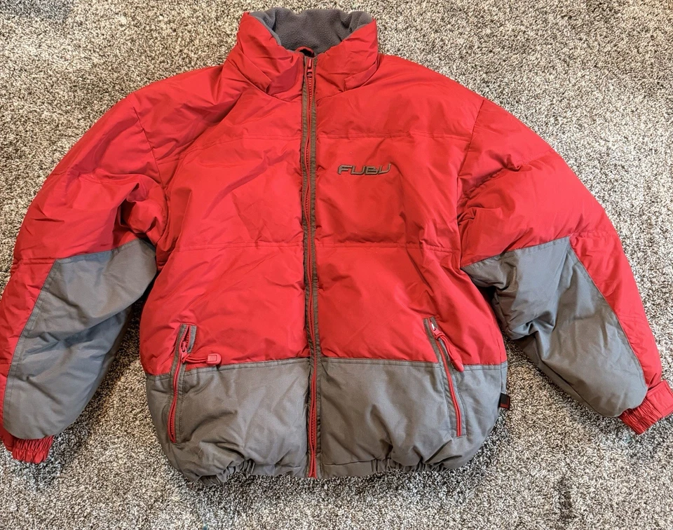 Chaqueta Juvenil Vintage Y2K FUBU 05 Roja Talla XL (20) Hip-hop Abrigo Puffer Plumón Foto 1 de 4