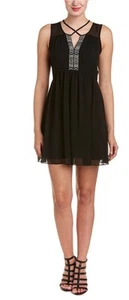 BCBG Chiffonkleid schwarz ärmellos Fit Flare Damengröße 10 neu mit Etikett - Bild 1 von 13