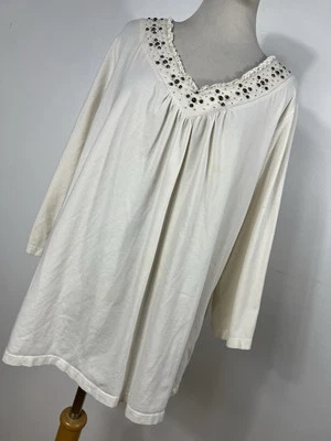 Camisa Jones New York 3X Top Marfil Crema Cuello en V Adornada Manga 3/4 Mujer J9 Foto 1 de 4