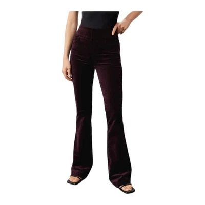 Paige Pants Lou Lou Velvet high rise flare dark red size 31  - Image 1 of 4