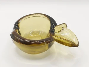 Vintage / Retro Chunky Green / Yellow Glass Apple Shaped Ashtray - Picture 1 of 7