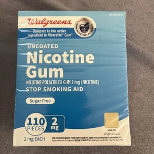 Nicotine Walgreen Gum Uncoated 2mg 110ct ORIGINAL Sugar Free 08/2026 - Picture 1 of 4