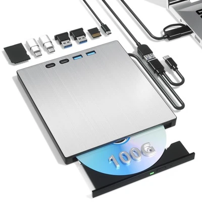 Unidad de Blu Ray Externa USB 3.0 CD DVD RW Reproductor de Blu-ray Grabadora para Mac Windows OS Foto 1 de 4