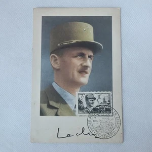 03K6 CARTE POSTALE 1 ER JOUR AVEC DEDICACE SIGNATURE DU GENERAL LECLERC - Picture 1 of 3