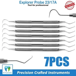 7pcs Dental Explorer 23/17A Tartar Calculus Plaque Remover Tooth Scraper Tool - Foto 1 di 4