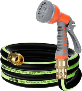 Garden Water Hose Heavy Duty Flexible Kink Free 10Ft 5/8" Hybrid Ultra Durable - Picture 1 of 12