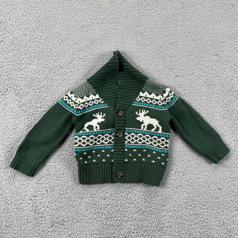 Cárdigan Suéter Cherokee Bebé Verde Manga Larga Botón Frontal Talla 18 M Foto 1 de 4