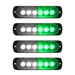 4x White/Green 6LED Strobe Lights Hazard Lighting Car Trailer Van Warning Lights - Picture 1 of 9