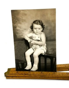 VTG RPPC Little Girl Sleeveless Summer Jumpsuit Real Photo Undivided Back - Picture 1 of 2