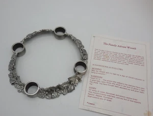 Vintage Camco Pewter Candle Holder The Family Advent Wreath Holly Christmas - Picture 1 of 4