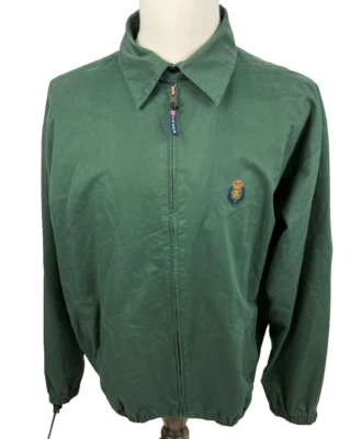 Chaqueta grande de algodón con cremallera completa verde escudo bordado Chaps Ralph Lauren para hombre Foto 1 de 4