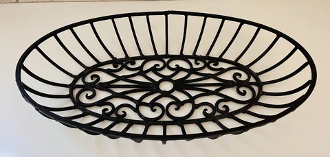 Vintage Wrought Iron Basket Bowl French Style Centerpiece Fruit bowl Catchall Cover