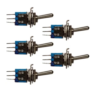 5 x Blue 5mm Miniature Rocker Toggle Switch Car Dash Dashboard SPDT 3Pin PCB HY - Picture 1 of 9