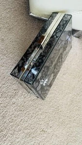 Clear Plastic & Lace Shoulder Bag Chrome Trim - Picture 1 of 2