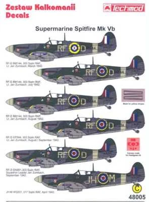 Techmod Decals 1/48 SUPERMARINE SPITFIRE Mk-Vb w/Masks - Image 1 of 4