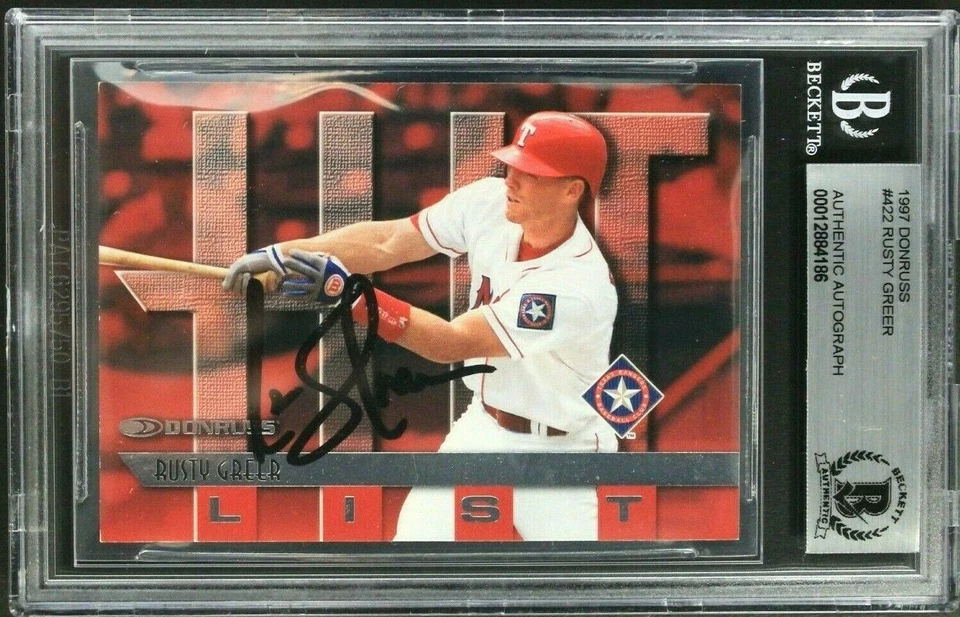 Rusty Greer Mr. Texas Ranger Autographed 1997 Donruss #422 Signed BAS - Image 1 of 3