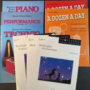 Bastien Piano Basics, A dozen a Day Piano Music Books & Spotlight solo sheets. 8 - Picture 1 of 24