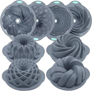 4 Pieces Silicone Fluted Cake Pans, 10 Cups Tube Baking Pan, Molds... - Picture 1 of 35