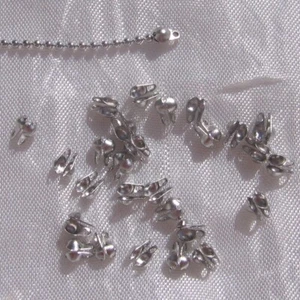 IN92 - LOT 30 EMBOUTS CACHE-NOEUDS EN ACIER INOXYDABLE 5x3,5MM POUR CHAINE BILLE - Picture 1 of 3