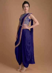 New Designer Taffeta Silk Top Dhoti With Georgette Dupatta For Reception - Picture 1 of 10