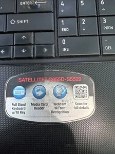 Toshiba Laptop Satellite C655D-S5529, Webcam, Ethernet, USB In Black - For Parts - Picture 1 of 4