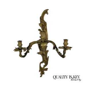 Stattlicher antiker Kerzenständer Wandleuchter 19. Jh. französischer Bronze Akanthus Rokoko - Bild 1 von 12