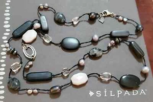 SILPADA N1796 " DOWNTOWN" Beautiful Assortment Of Beads Strung On Black Silk... - Picture 1 of 4