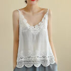 Summer Hollow Lace Tank Top Women Ethnic Style Solid Sleeveless Loose Camis*Xd
