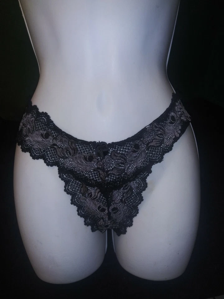 Lencería sexy para damas Rene Rofe negra/gris de encaje talla 7/panty grande Foto 1 de 1