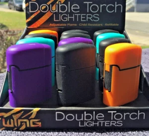 12 Double Turbo Torch Cigarette/ Cigar / Pipe Lighter - Picture 1 of 3