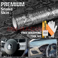 *60"x60" Gray Snake Skin Leather Vinyl Wrap Sticker Decal Air Bubble Free