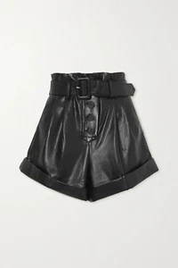 Women's lambskin new black leather shorts mini length girls short button closer - Picture 1 of 3