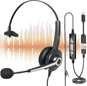 USB Headset with Microphone for Laptop Headset,Ultra Clear Call Computer Headset - Picture 1 of 10