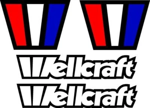 Juego de (4) calcomanías Wellcraft barco carreras escarabajo pesca vintage WC01 - Imagen 1 de 2