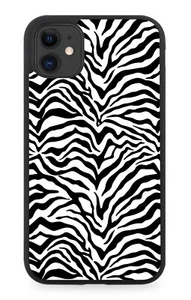 Zebra Druck Muster Gummi Gummi Handyhülle Design Streifen schwarz und weiß K480 - Bild 1 von 2