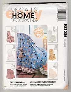 McCalls 8036 Fabric Chair Covers Crafts Sewing Pattern Sew Home Decorating UNCUT - Picture 1 of 2
