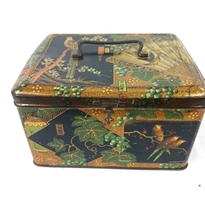 Antigua caja de té de hojalata con impresión litográfica de aves chinas asiáticas BEKKERS & ZOON Holanda holandesa - Imagen 1 de 10