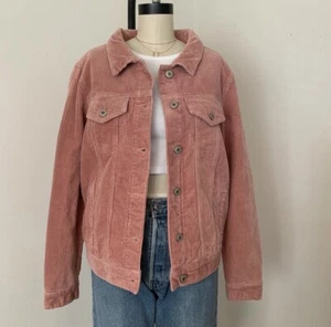 New! Brandy Melville Pink Cotton Crop Button Up Mina Corduroy Jacket NWOT - S/M - Picture 1 of 3
