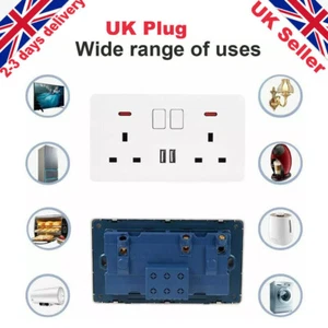 UK 2-Gang Extension Lead 13A 250V Multi Plug with Surge Protection UK plug USB - Picture 1 of 12