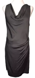 Theory Woman's Size 10 100% Silk Dress Sleeveless Draped Midi Zipper Black - Picture 1 of 7