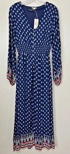 Kings Road M Blue Maxi Prairie Dress Lined Cottage Core Festival Buttons NWT - Picture 1 of 16