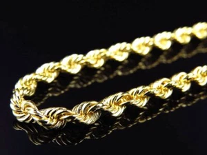 Men's/Ladies Solid Rope Chain 3MM Real14K Yellow Gold 18"-28" - Afbeelding 1 van 6
