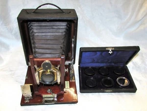 Antique Seroco 4x5 Folding Camera in Case with Burke & James 6 Lens Set - Picture 1 of 11